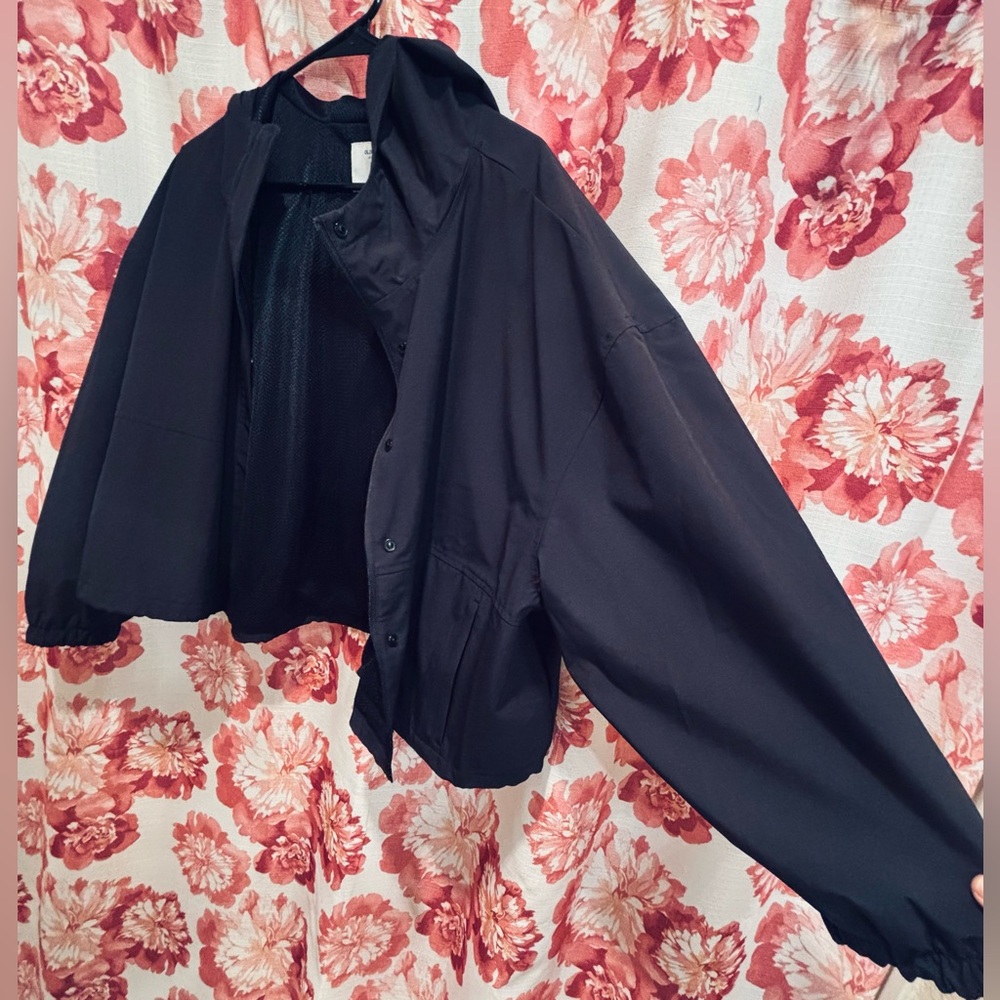 Old Navy Black Hooded Windbreaker Jacket with Mesh Lining